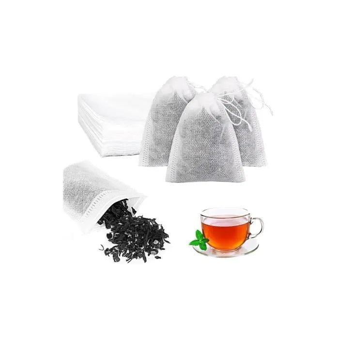 KLING 100 pièces sachets de filtre à thé infuseur à thé jetable avec cordon  pour sachets d'infuseur à thé jetables à thé en vrac(8*10cm)